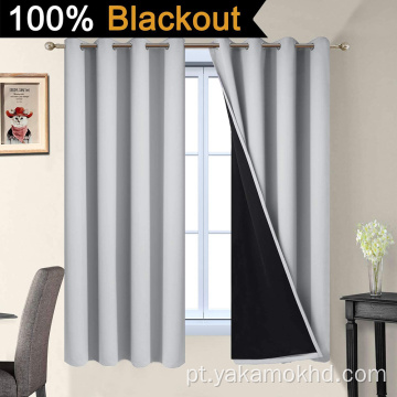 Cortinas escuras 100% cinza claro com 63 polegadas de comprimento